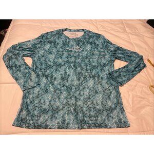 Reel Life Men’s Xxl/2X Long Sleeve Shirt Blue Hooks Fishing